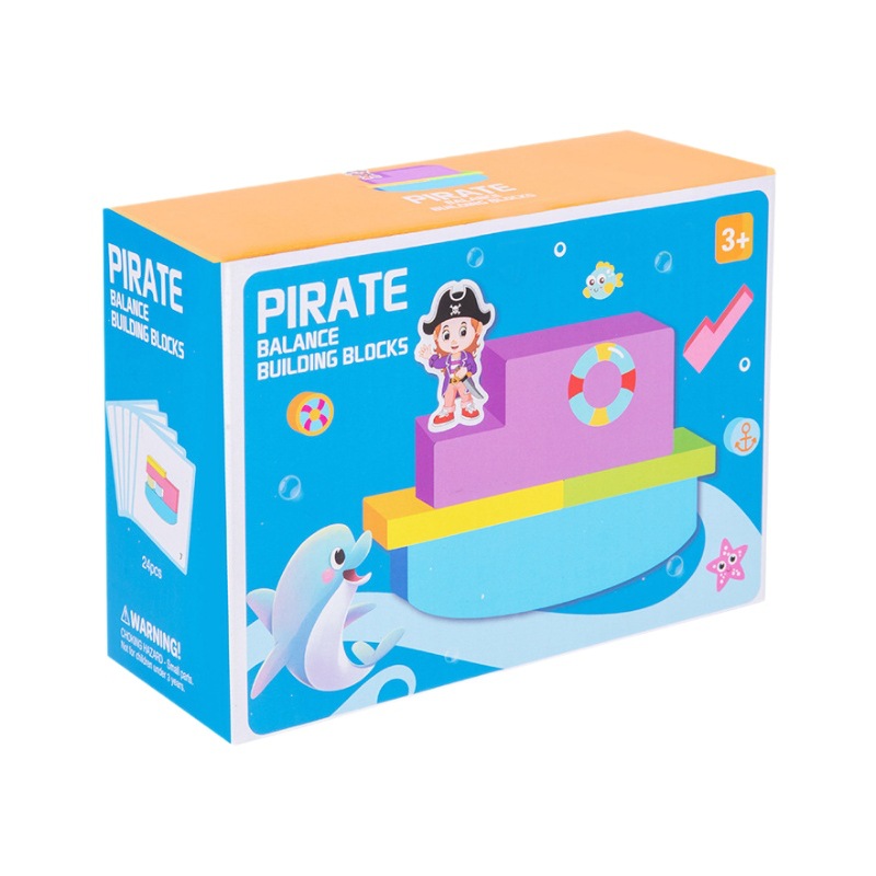 Piratas para niños transfronterizos, bloques de construcción de equilibrio, montones de educación temprana para bebés, montones de juegos de mesa Jenga, tarjetas, juguetes educativos