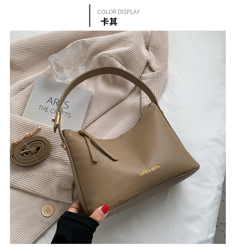 Single Shoulder Messenger Bag 2021 New Solid Color Fashion Lychee Pattern Underarm Bag display picture 14