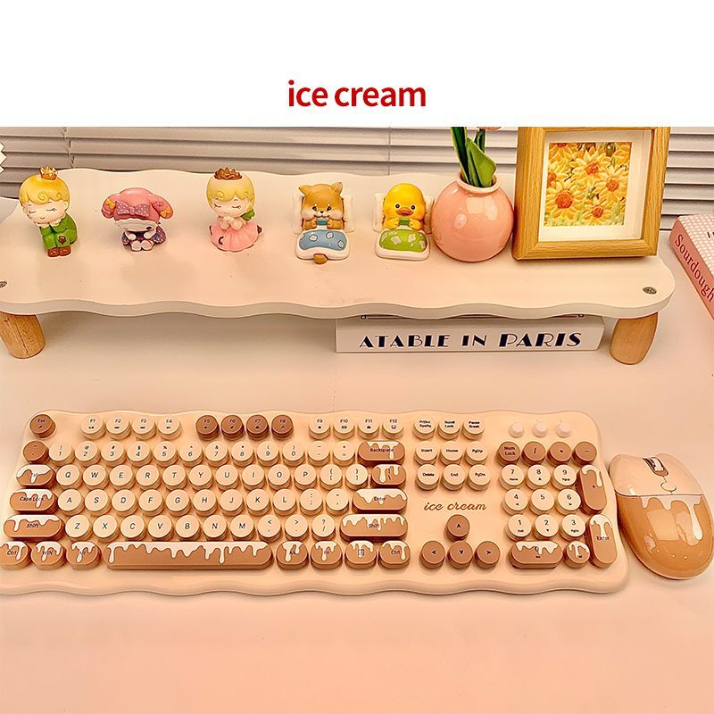 ICE CREAM冰淇淋键盘超可爱女生无线静音键盘平板笔记本适用跨境|undefined