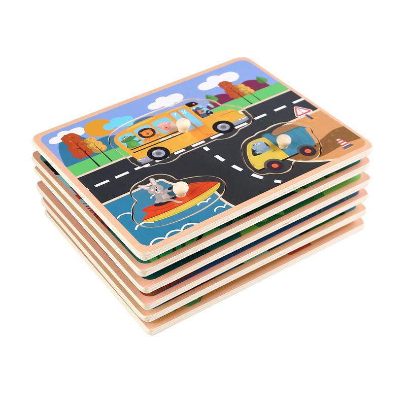 Bloques de madera para niños pequeños mezclados puzzle de madera inteligente puzzle de madera juguetes de puzzle de madera clavos de madera juguetes de agarración de mano