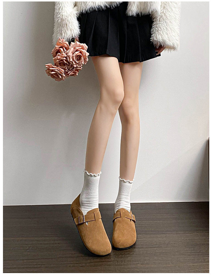 Giày lười da bò bít mũi quai hậu có khóa, đế cao 3 cm — Màu caramel, Màu mơ, Màu nâu đậm chi tiết 26