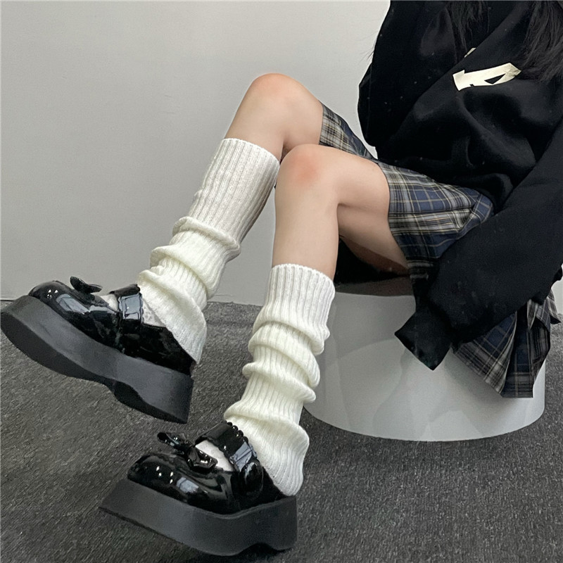 Lolita Knitted Slouch Socks Japanese Style Extended Jk Calf Socks Leg Shaping Socks Slimming Leg Covers