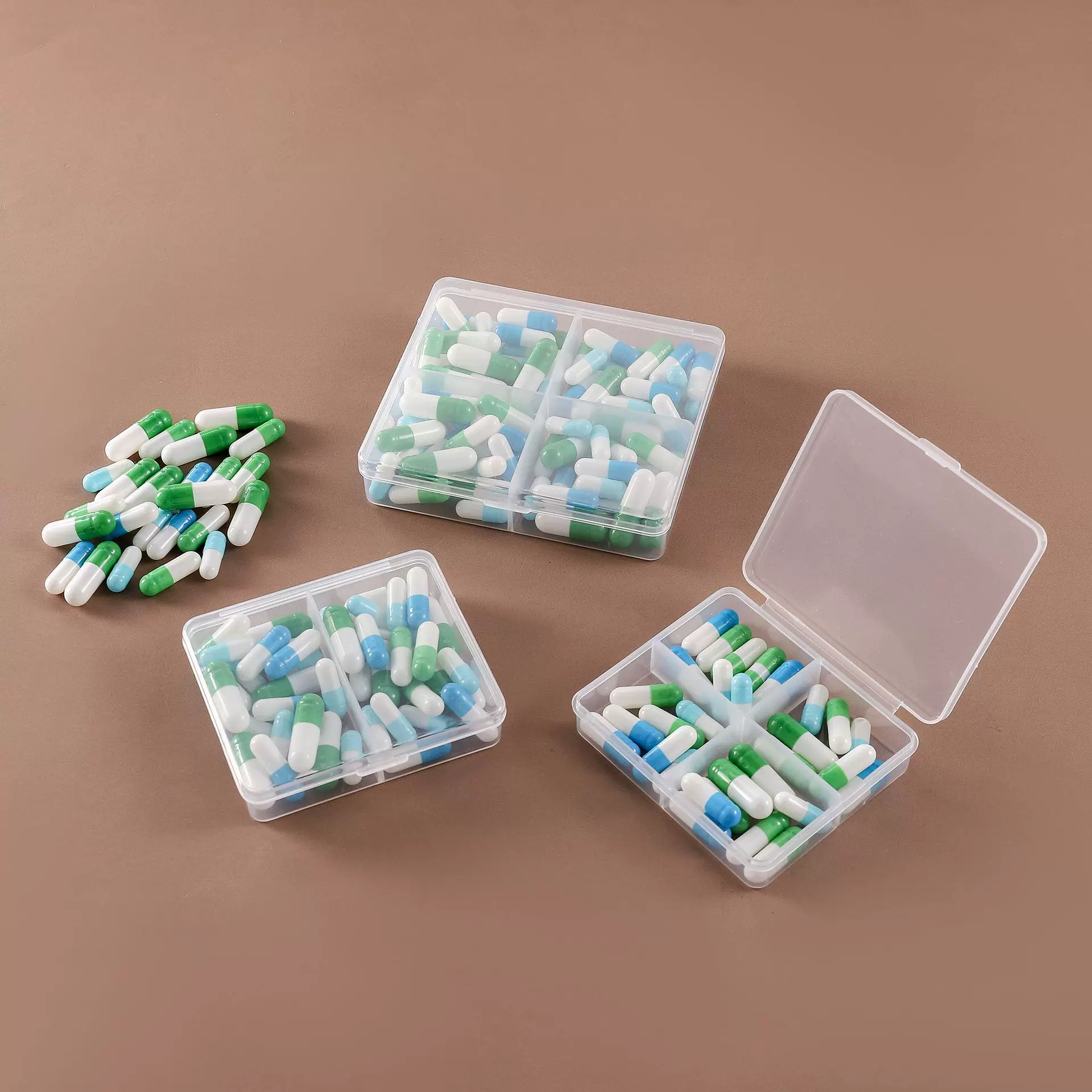 4格 透明塑料收纳盒 多格子耳钉首饰盒 隔片零件甲片塑料盒整理盒