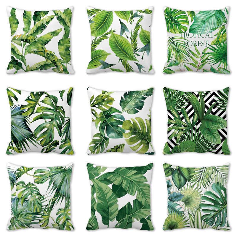 Summer Hot Selling Nordic Tropical Plant Pillow Cover Home Sofa Decorative Cushion Cushion Cover Peach Skin Pillow Cover