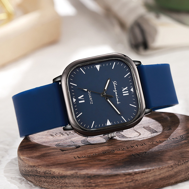 Reloj cuadrado Shangmei Reloj de cuarzo de moda unisex simple tendencia imitación cuero decoración aleación fábrica al por mayor