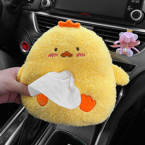 Car cartoon plush tissue box creative cute car hanging armrest box car seat back paper box tissue cover