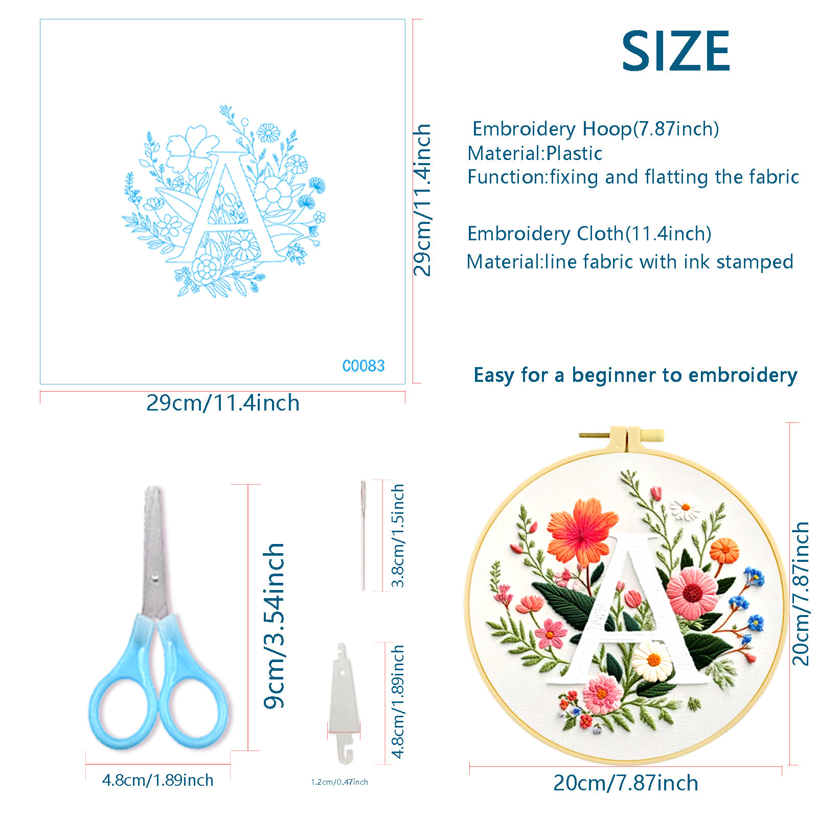 Hecho a mano flores y plantas europeas bordadas paquetes de materialdiy inglés 26 letras simple principiante nivel de bordado al por mayor