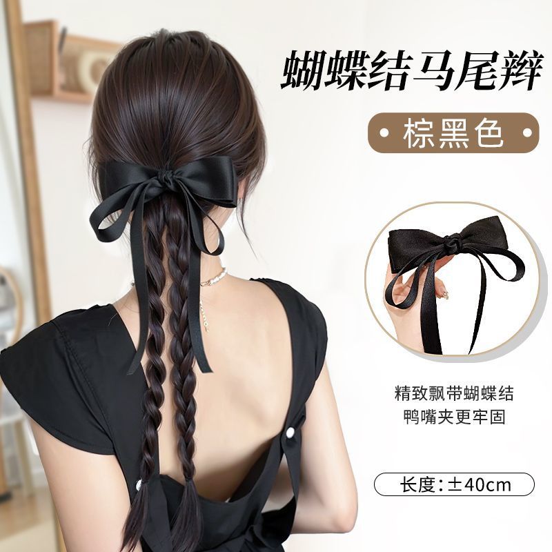 Lazo, cola de caballo, peluca, clip de agarre para mujer, corbata de lazo, cola de caballo, trenza retorcida, trenza retorcida, clip de agarre, cola de caballo