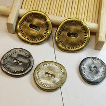 不规则设计复古两眼金属扣 高级感双色古银风衣皮夹克毛衣扣辅料