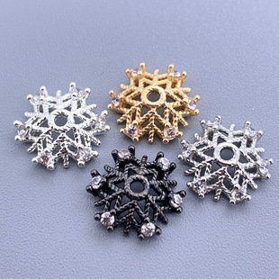 14K Gold-Filled Color-Preserving Inlaid Zircon Flower Tray 10mm Accessories Bead Cap DIY Jewelry Handmade Material Bead Tray Beads