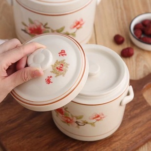 Ceramic Household Water-proof Stew Pot with Lid and Double Lid Soup Pot Bird's Nest Steamed Egg Pot Sweet Pot Soup Pot Commercial Small Stew Pot