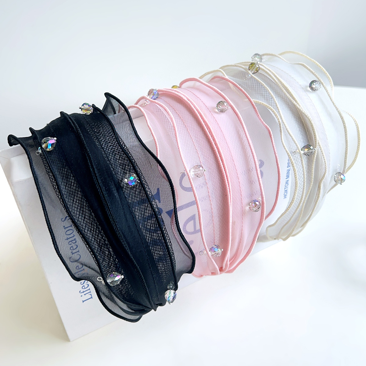 2025 Wide-Brimmed Diamond Flower Headband Female Internet Celebrity New Diamond Mesh Hairpin Widened-Brimmed Headband Headwear Wholesale