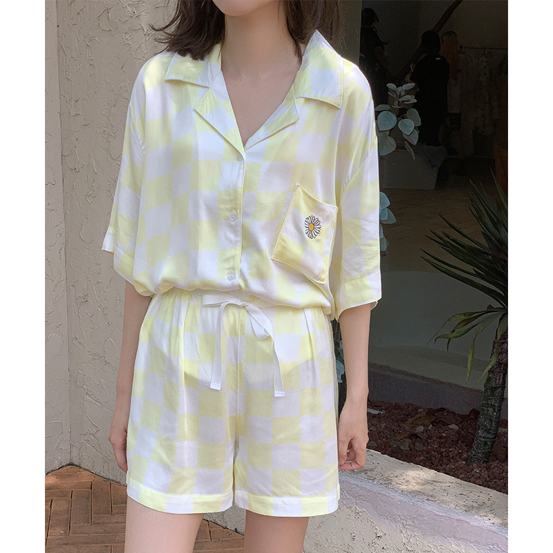 공 새틴 1009 쇼트 크림 체커보드