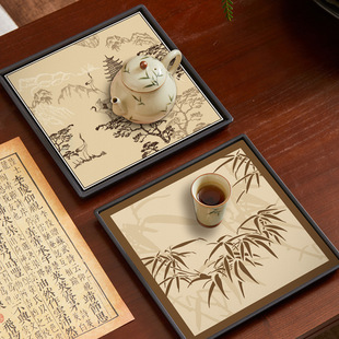 New Chinese Zen Style Dry Bubble Tray Square Small Tea Tray Creative Absorbent One-person Tea Set Pot Bearing Small Tea Tray