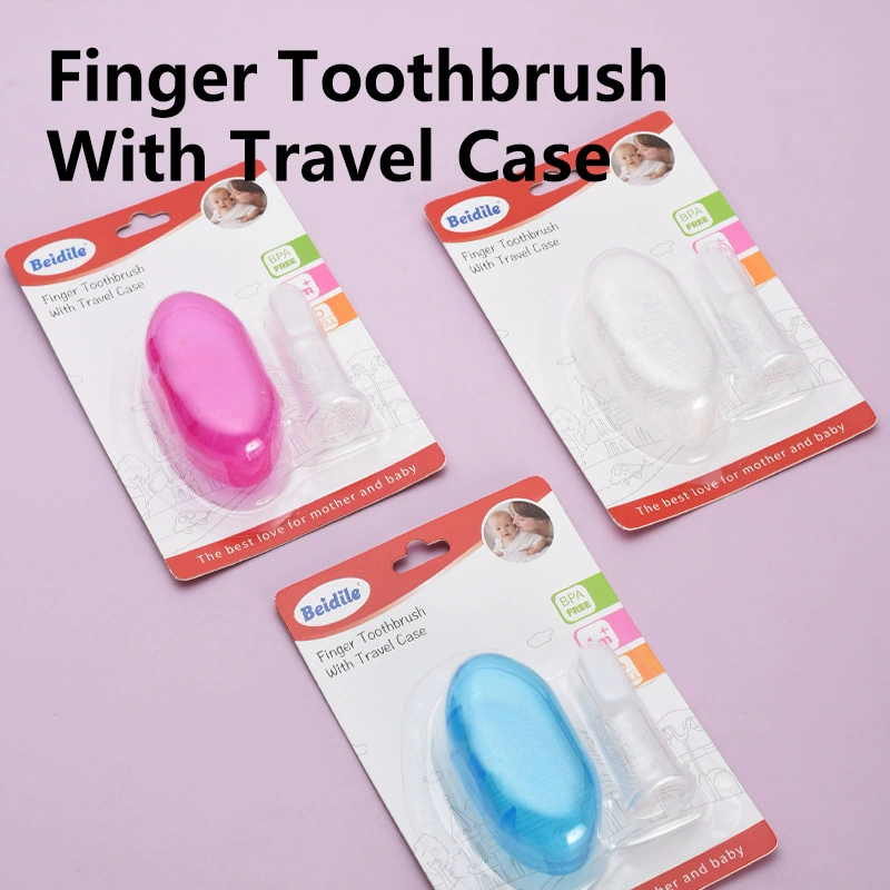 Производители оптовая продажа детский большой палец зубная щетка силиконовая зубная щетка пальчик щетка щетка детский язык моющая щетка в штучной упаковке