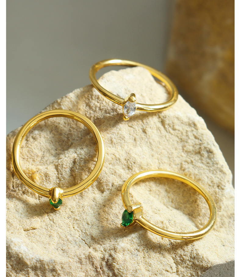 Fashion Geometric Titanium Steel Plating Zircon Rings 1 Piece