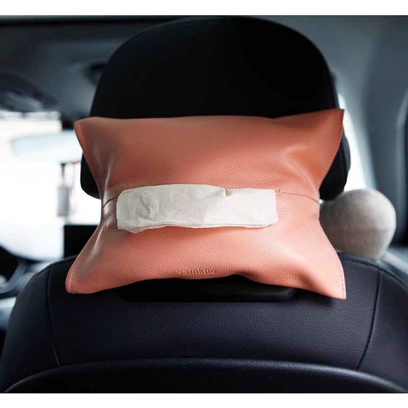 Leather Tissue Box Leather Tissue Storage Car Tissue Box Creative Seat Strap Car Hanging Tissue Paper