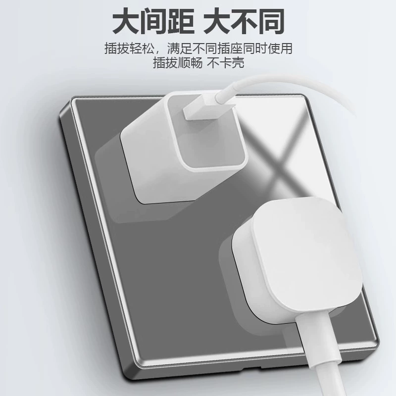 International Electric 86 -type gray switch socket Household mirror glass panel opens five -hole USB hole 16A socket