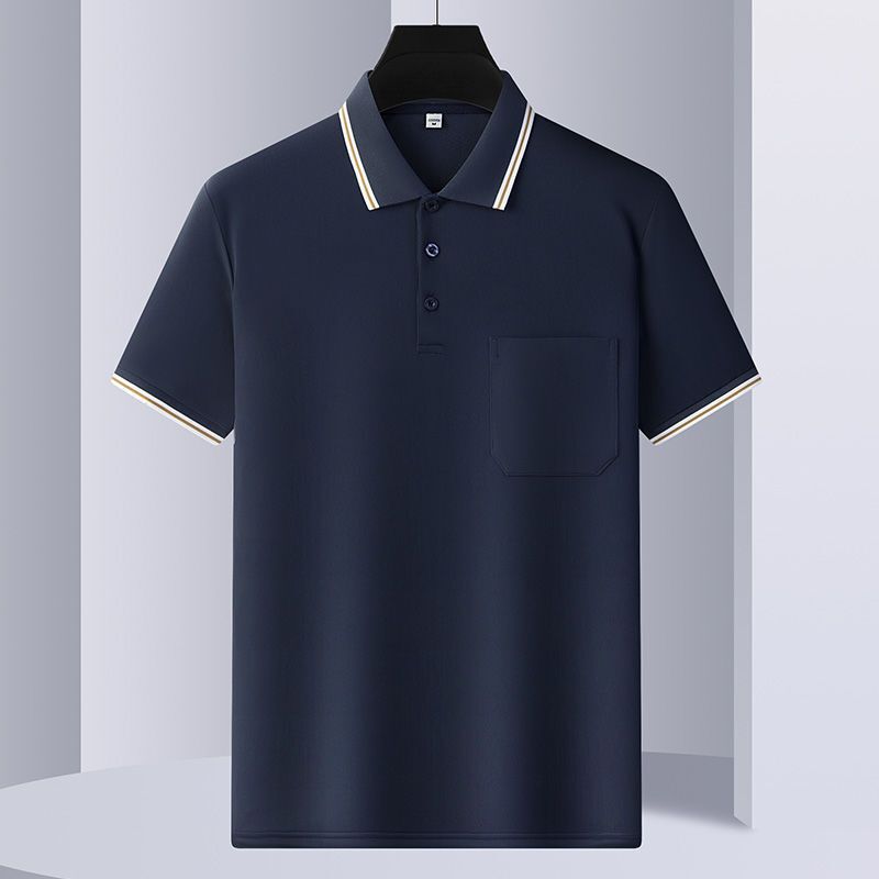 卸売りの新品の男性は半袖のtシャツのポケットのpoloシャツの速乾の氷の糸のお父さんをめくって高級な思いやりの夏を詰めます。|undefined