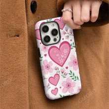 法式爱心花朵手机壳iphone16promax菲林壳硬苹果17双层保护套跨境