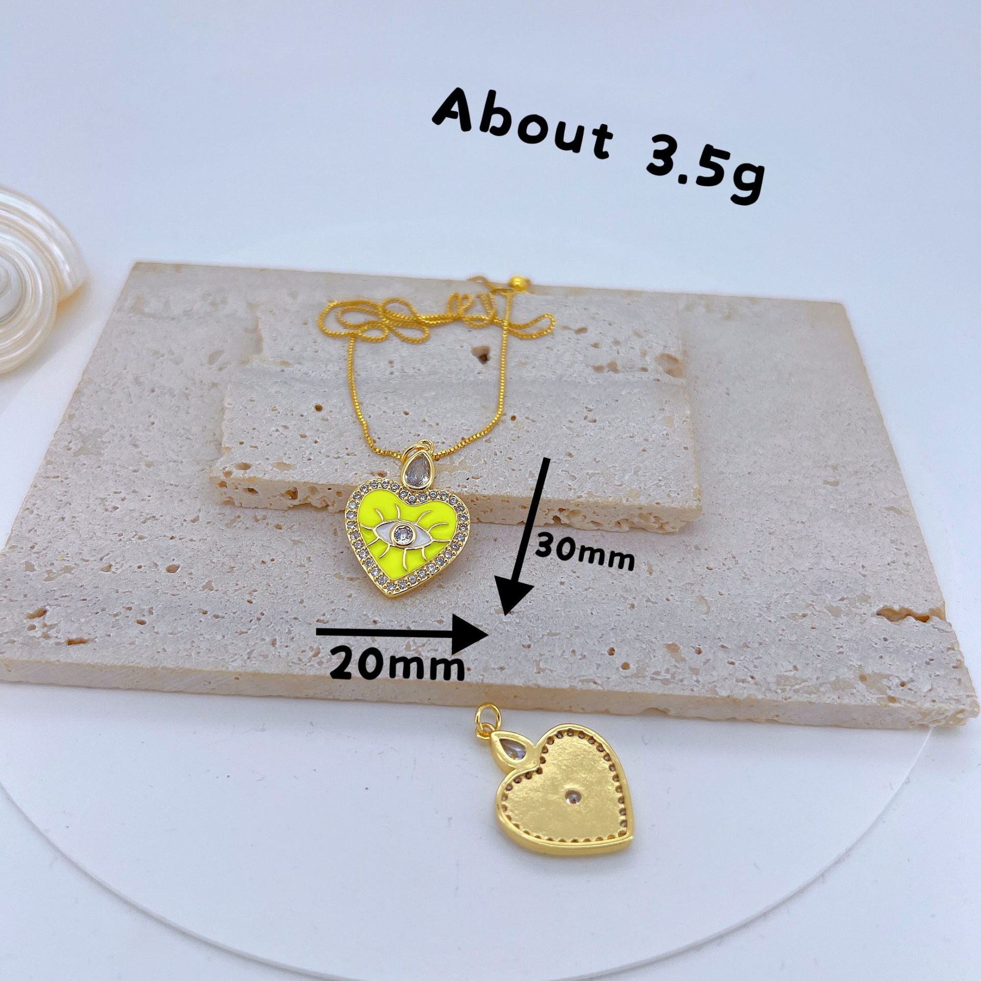 4g Weight Pendant Jewelry Making Type 20 * 25mm Jewelry Making Size Zircon Inlay Material DIY Jewelry Accessories Classification 1 Piece Quantity Copper Material Devil's Eye, Heart Shape Pattern All Seasons Season Plating Design Simple Style Style 1 Piece 20 * 25mm Copper Zircon Devil's Eye Heart Shape Pendant 1