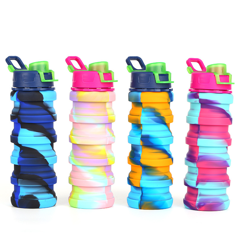 Taza de agua deportiva de silicona de grado alimenticio 500ml telescópica plegable al aire libre hervidor de agua resistente a altas temperaturas taza de agua de silicona portátil