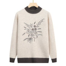 时尚妈妈冬季一体绒加厚毛衣新款中年女上衣服中老年女秋冬打底衫