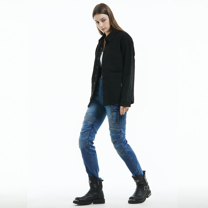 LOONG BIKER pantalones vaqueros de la motocicleta de las mujeres Knight Invierno Polar forrado de la motocicleta caliente montar pantalones anti-caída