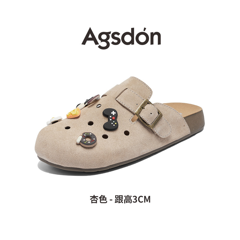 Augustion agujero de suela gruesa zapatillas Birkenjangwups mujer 2025 nuevo desgaste exterior de verano Baotou un pedal fondo suave medio arrastre