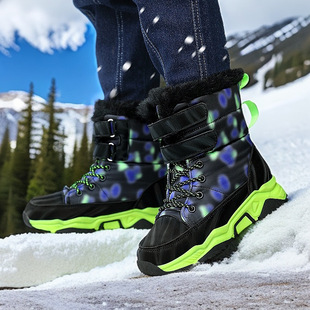 Boys' Snow Boots Northeast Winter Thickened Cotton Warm Children's Outdoor Snow Wear-resistant Non-slip Cotton Shoes