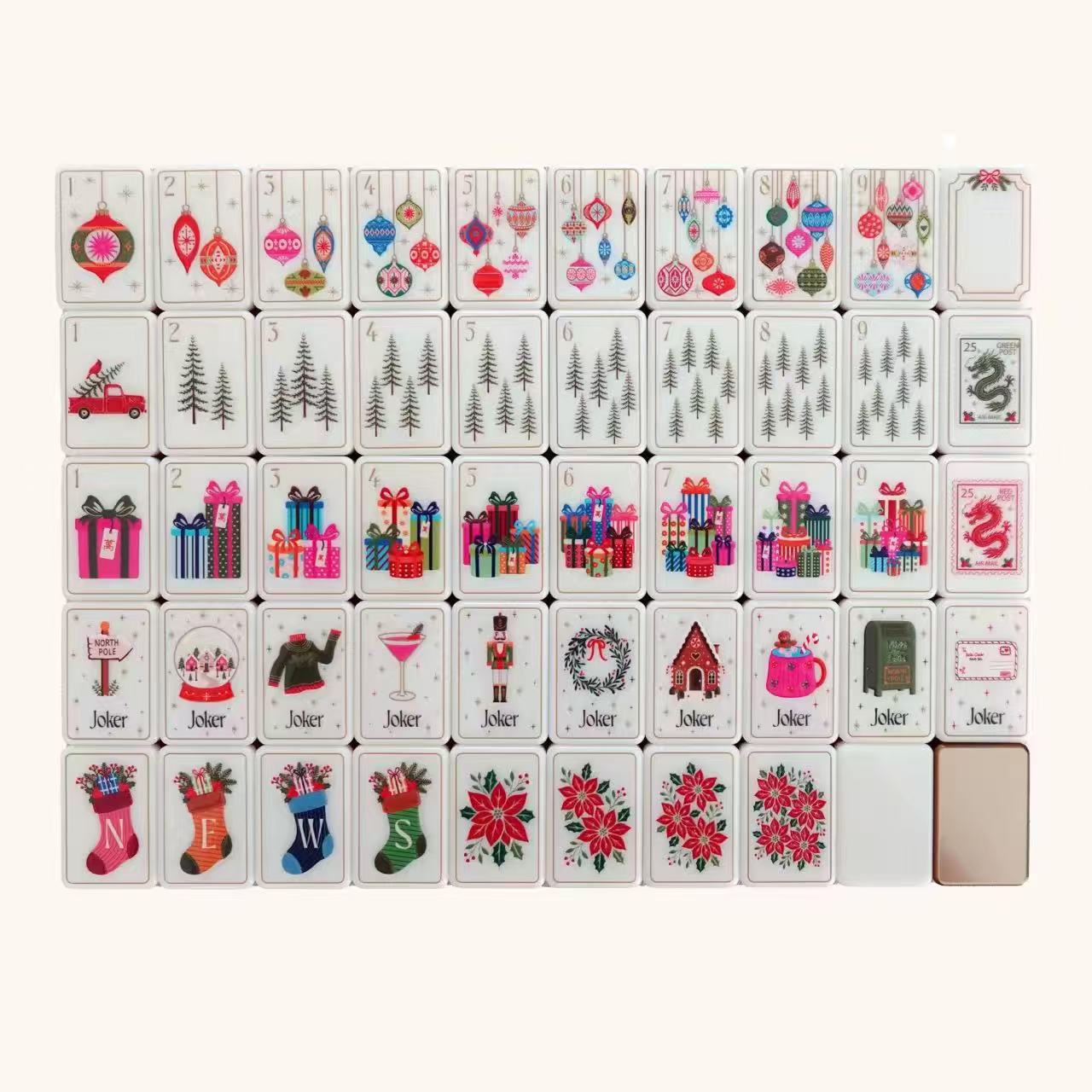 American Mahjong Acrylic Gold Christmas Cross-Border Best-Seller Entertainment Leisure Mahjong Personalized Creative Mahjong Tiles