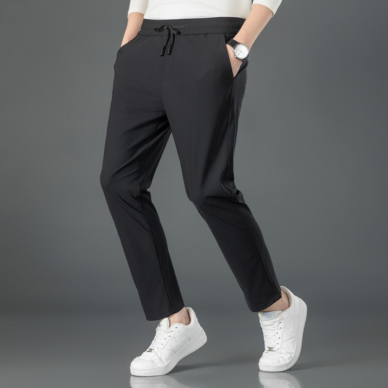 25 Winter New Men's Casual Pants fleece-lined Thick Tight Pants Loose Simple Men's Pants High-end Pants