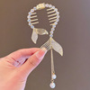 Advanced hairgrip with tassels, ponytail, crab pin, hair accessory, high-quality style, orchid