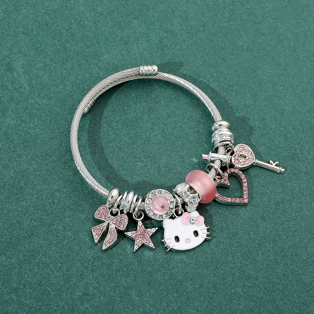 Bracelet (Hello Kitty) Beaded DIY Charm Bracelet, Sanrio Cartoon Motif, 28 g