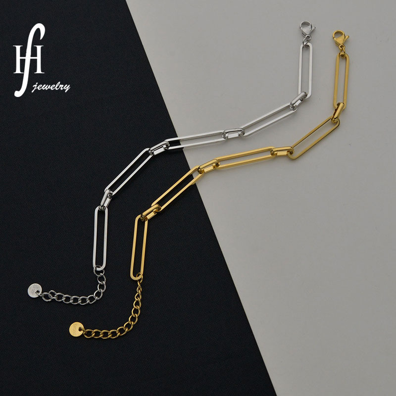 European And American Long Square Interlocking Chain Bracelet Simple Thick Chain Necklace Wholesale display picture 13