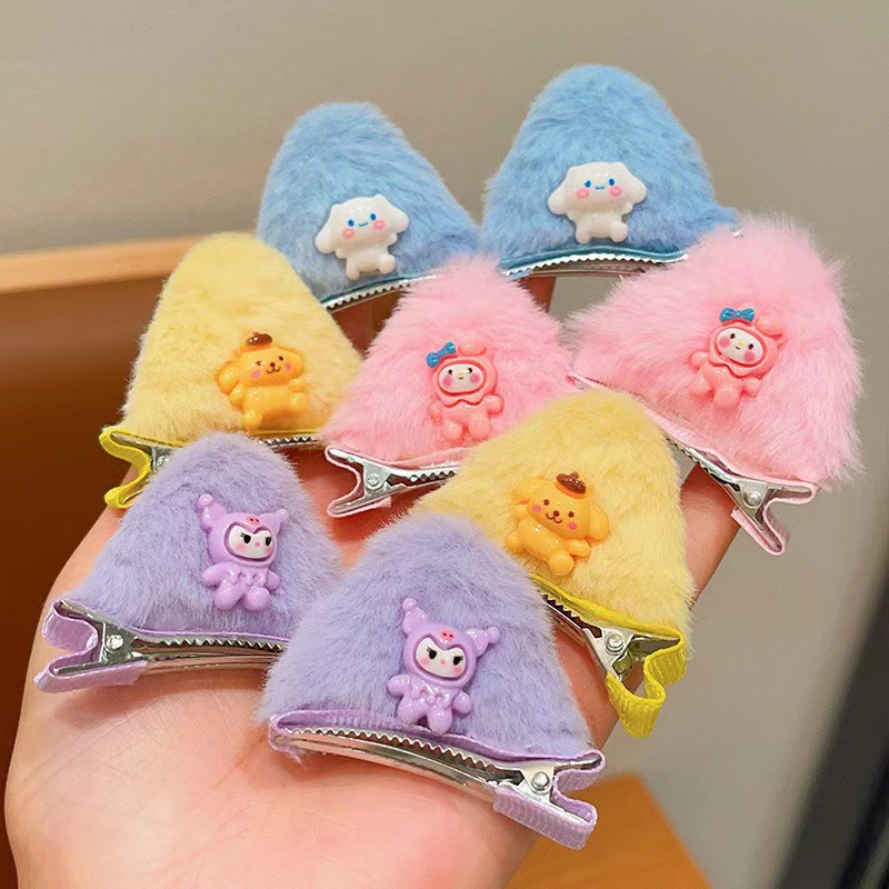 Horquilla de felpa para niños para niñas lindo clip de oreja de gato tridimensional horquilla de bebé niña flequillo lateral clip accesorios para el cabello
