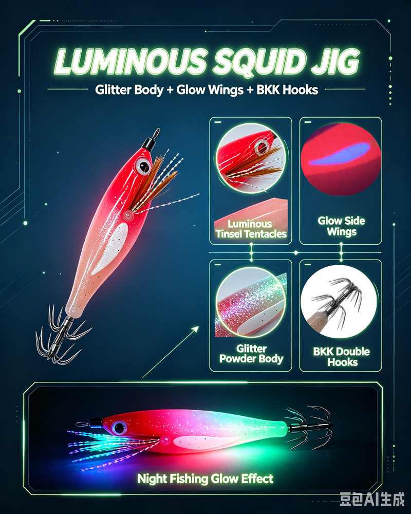 Señuelo de Calamar de Madera 6g 8cm Luminoso para Pesca image 20