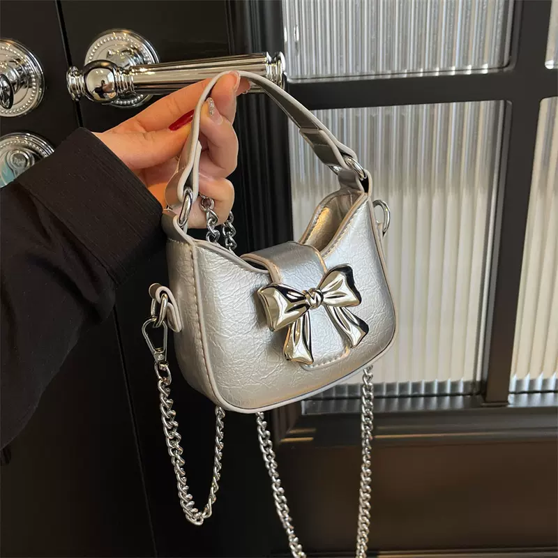 ins韩系今年流行蝴蝶结迷你儿童女童亲子款手拎斜跨链条包包女包