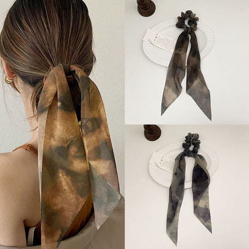 Charming French Vintage Style Long Tassel Hair Tie for Women, Outgoing and Elegant, Simple and Elegant Hair Accessory