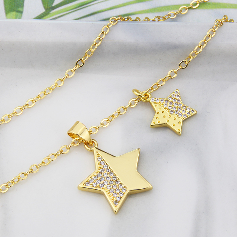 Wholesale Jewelry Star Diamond Pendant Glossy Copper Plating Necklace Nihaojewelry display picture 8