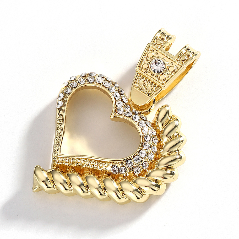 Europa y los Estados Unidos transfronterizos nuevos ligeros de lujo amor lleno colgante de aleación de diamantes cubano collar hip-hop moda fábrica de joyería masculina al por mayor