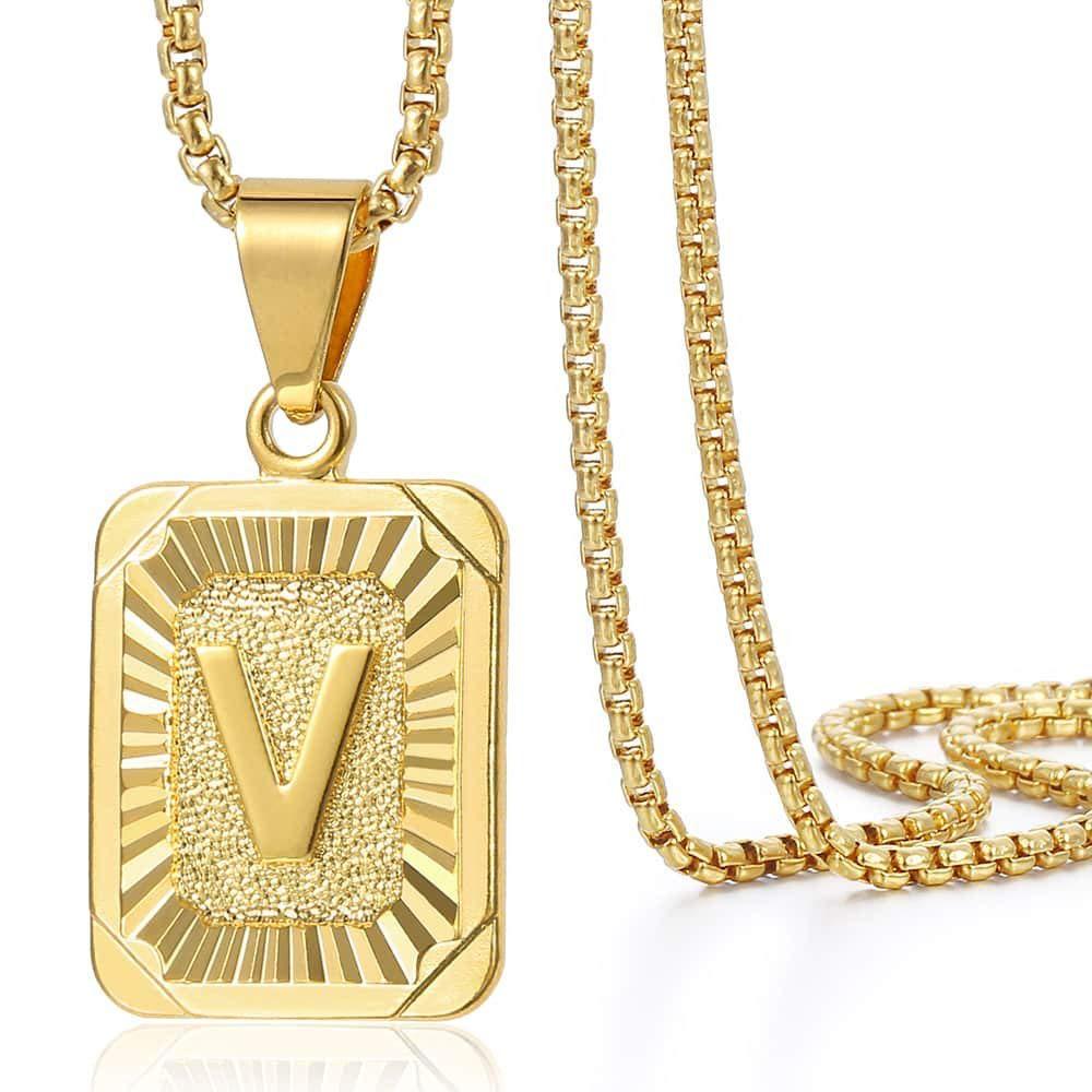 Golden necklace stainless steel with letters