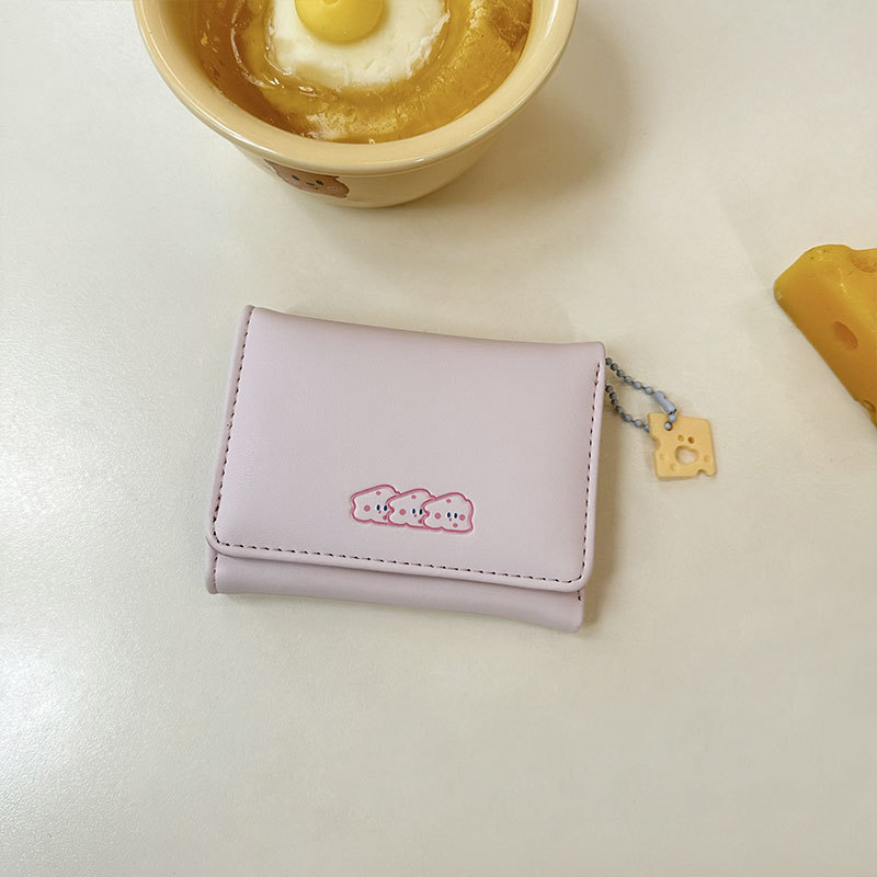 [Galleta de queso] manruike titular de la tarjeta de las mujeres lindas creativo corto tríptico Monedero billetera mujeres