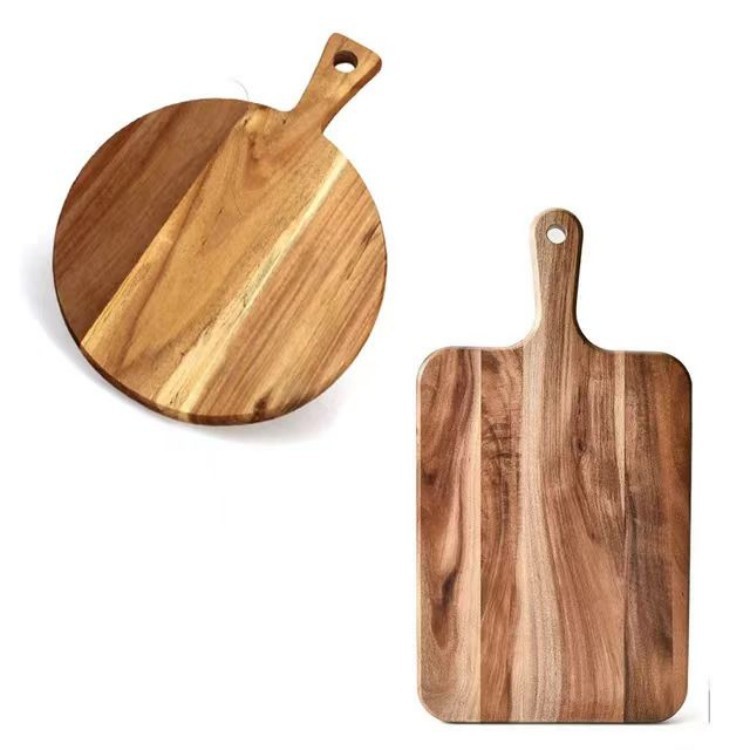 Tablero de cortar de madera de acacia simple creativo con mango tabla de cortar colgando tablero de corte de fruta tablero de filete tablero auxiliar de suplemento de alimentos para niños