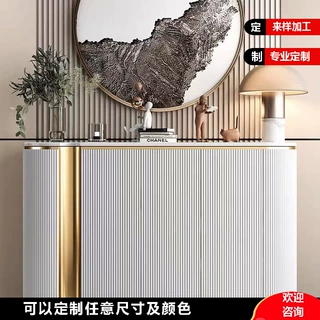 意式极简风玄关柜实木隔断装饰柜大理石餐厅茶水柜客厅靠墙储物柜
