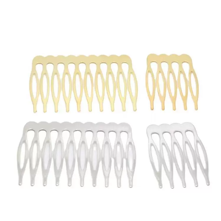 韩式古风新娘金银色5/8/10齿铁片插梳 DIY手工发梳发簪头饰配件