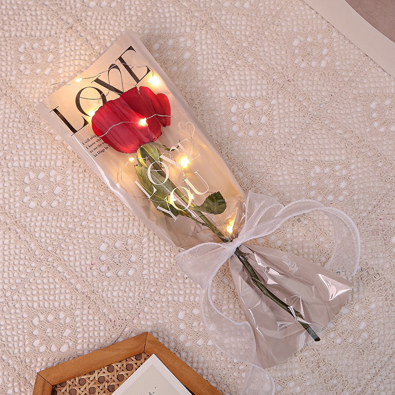 Día de San Valentín DIY solo ramo bolsa de embalaje transparente impermeable OPP flor bolsa amor Rosa flor bolsa de embalaje