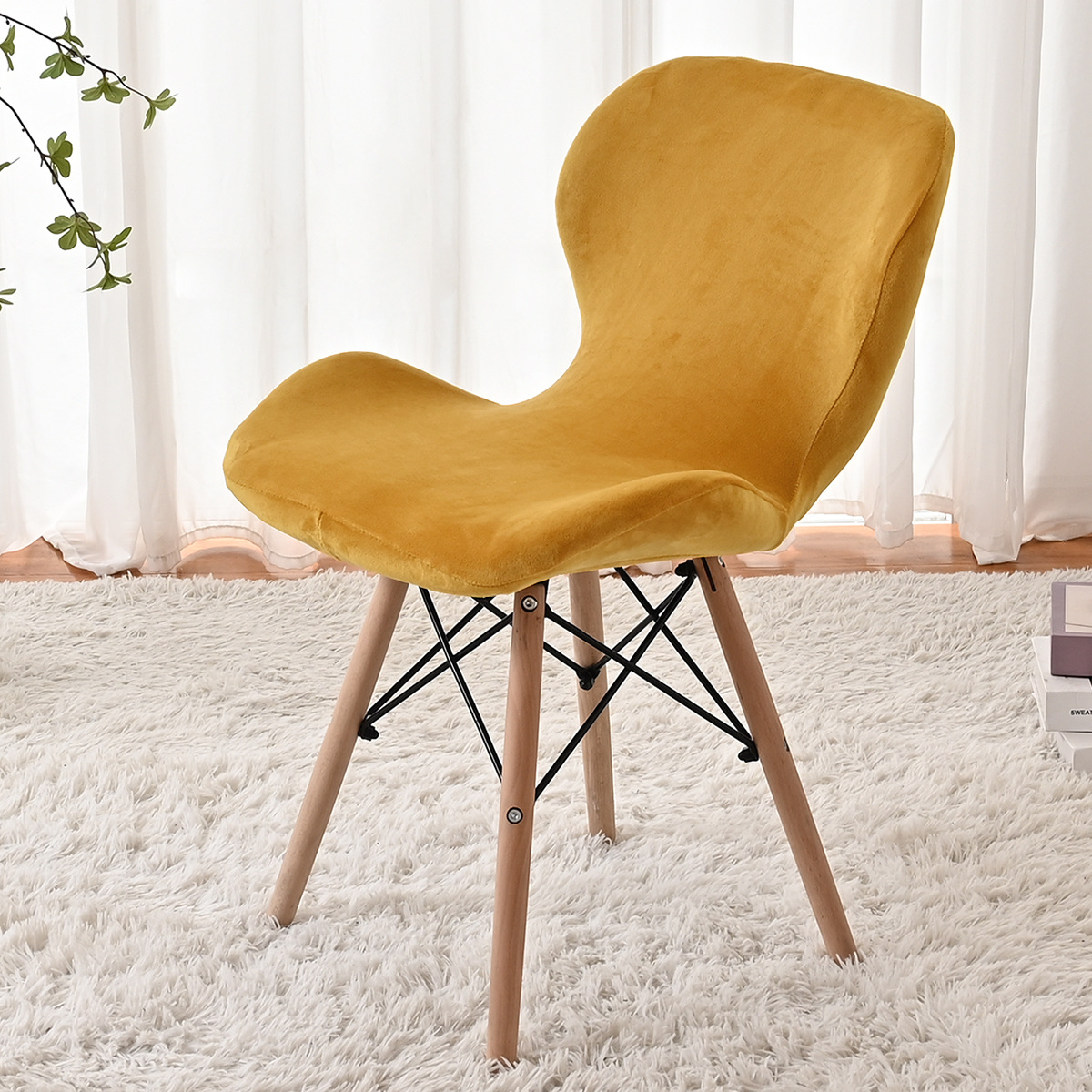 Funda para silla de mariposa de terciopelo de zorro plateado elástica de punto transfronterizo a prueba de polvo Funda para silla de mariposa de terciopelo grueso de color sólido universal