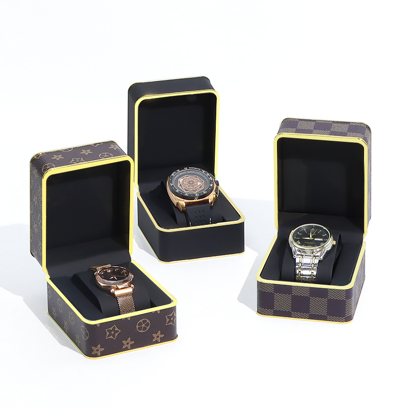 Cross-border boutique high-end watch box flip PU leather watch box portable watch storage box packaging box gift box wholesale