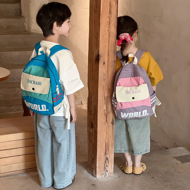 Mochila de moda coreana para niños y niñas, mochila escolar de gran capacidad, nueva mochila de niños con letras extranjeras